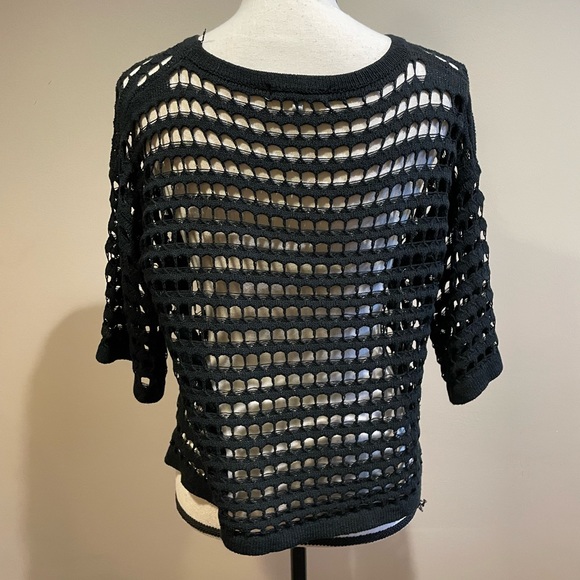 Patrizia Luca Open Knit Sweater Top Black - Picture 5 of 8